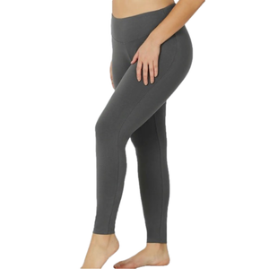 CHARCOAL  WO Pockets Plus Size Wide Waistband Full-Leggings